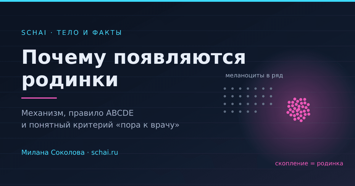 Почему появляются родинки: механизм, правило ABCDE и когда идти к врачу