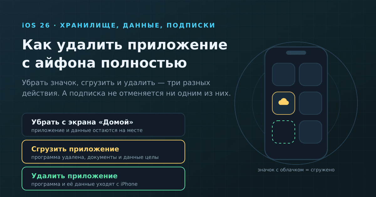 Как удалить приложение с айфона полностью: место, данные и подписка