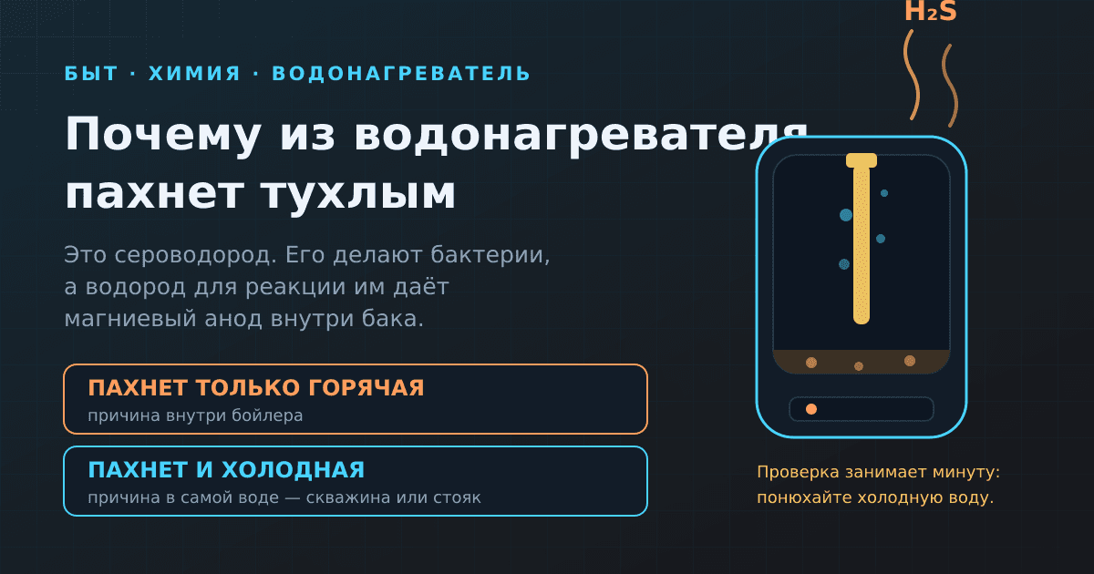 Почему из водонагревателя пахнет тухлым: сероводород, анод и что делать