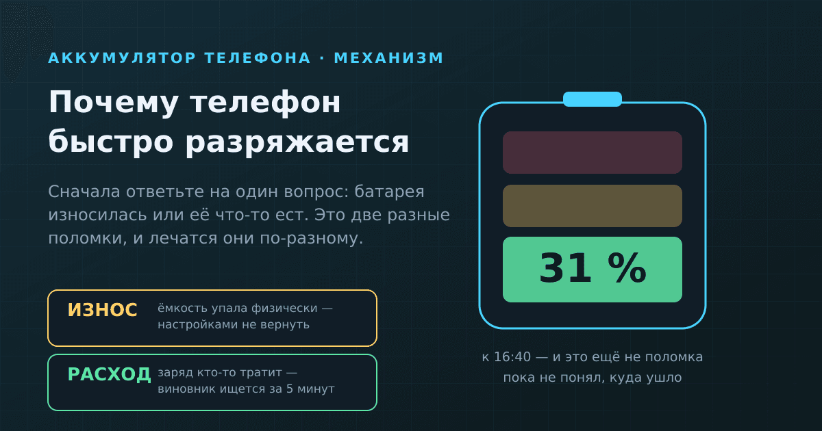 Почему телефон быстро разряжается: износ батареи или лишний расход