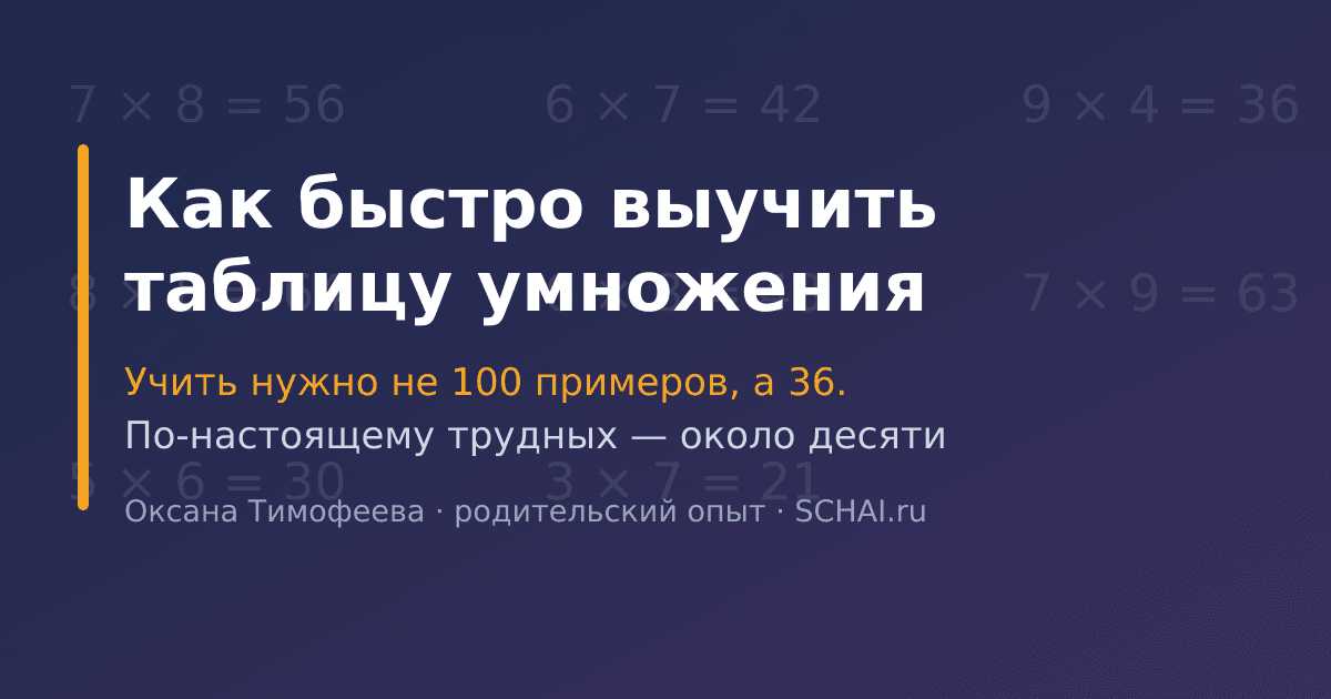 Как быстро выучить таблицу умножения: не 100 примеров, а 36