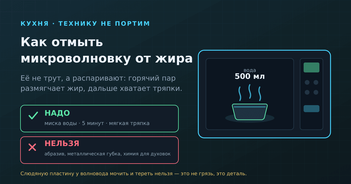 Как отмыть микроволновку внутри от жира: пар вместо губки