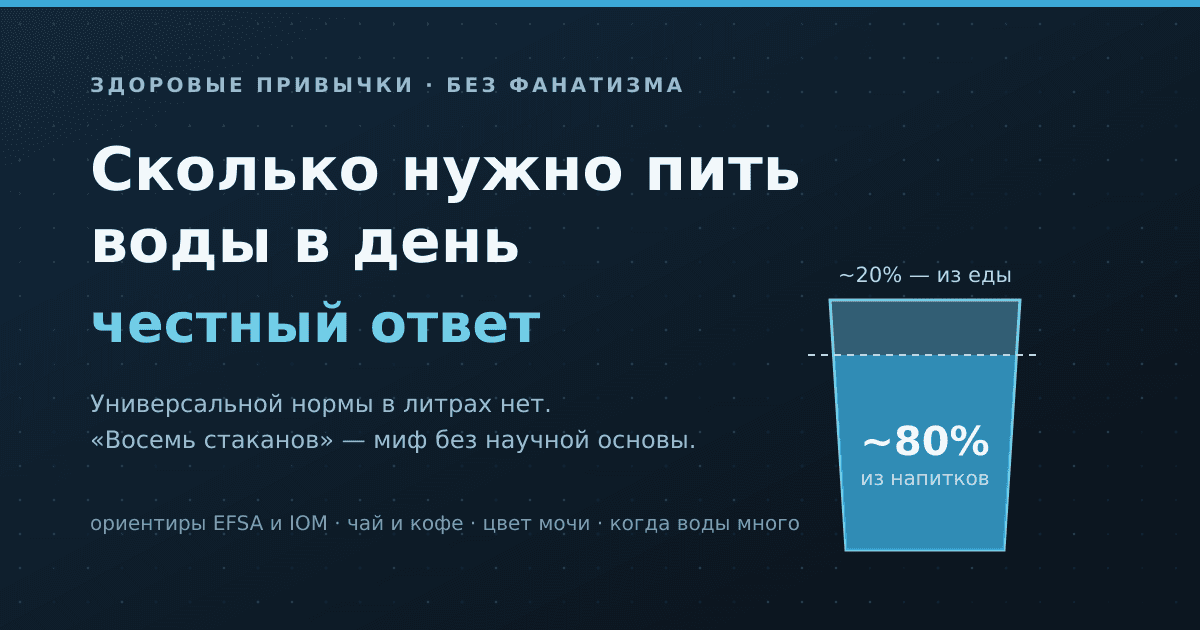 Сколько нужно пить воды в день: честный ответ без мифа о восьми стаканах