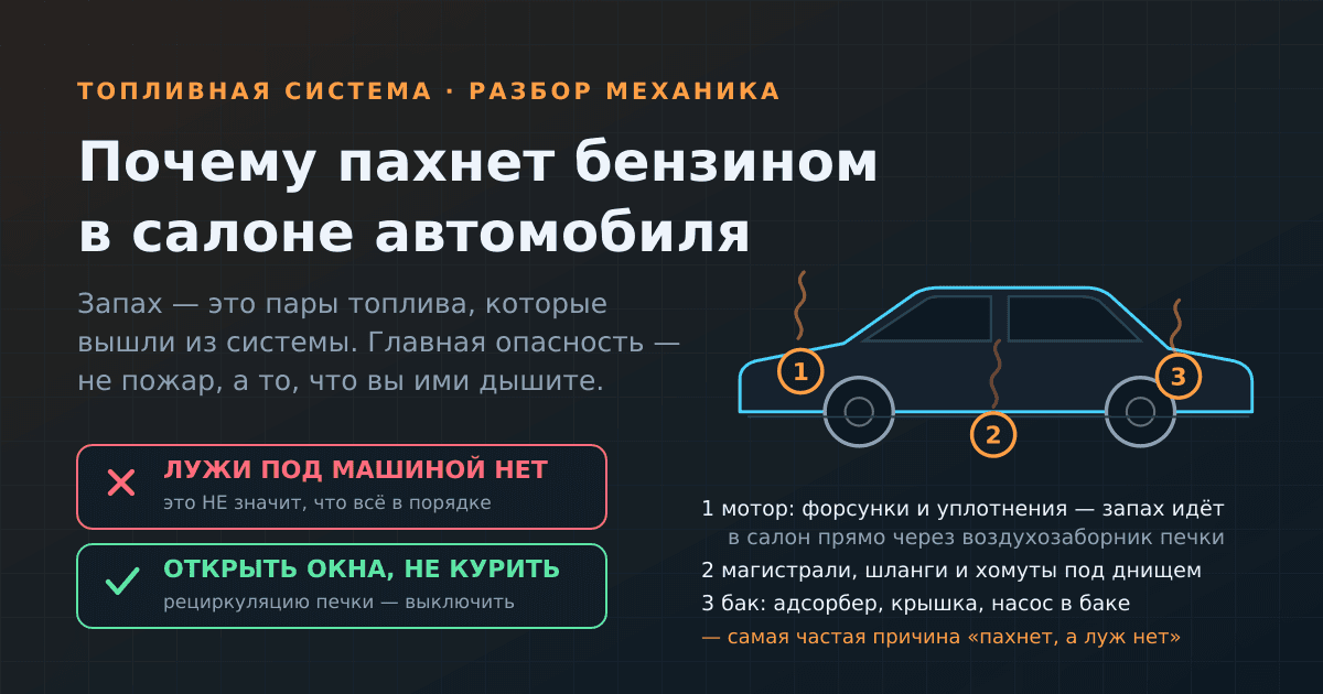 Почему пахнет бензином в салоне автомобиля: откуда тянет и что делать