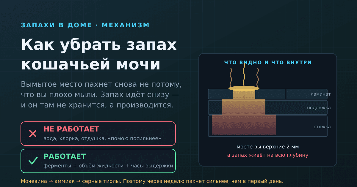 Как убрать запах кошачьей мочи: почему уборка не помогает и что работает