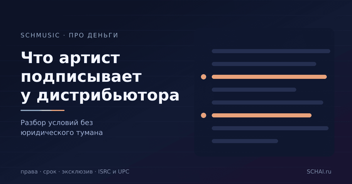 Что артист подписывает у дистрибьютора: разбор условий