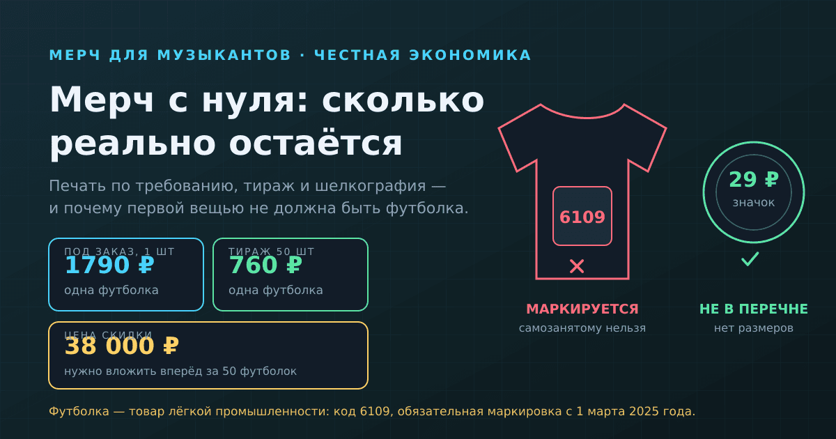 Мерч для музыканта с нуля: сколько реально остаётся