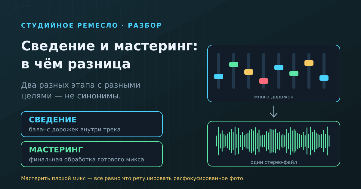 Сведение и мастеринг: в чём разница и почему мастеринг не чинит плохой микс