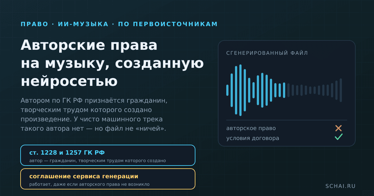 Кому принадлежат авторские права на музыку, созданную нейросетью