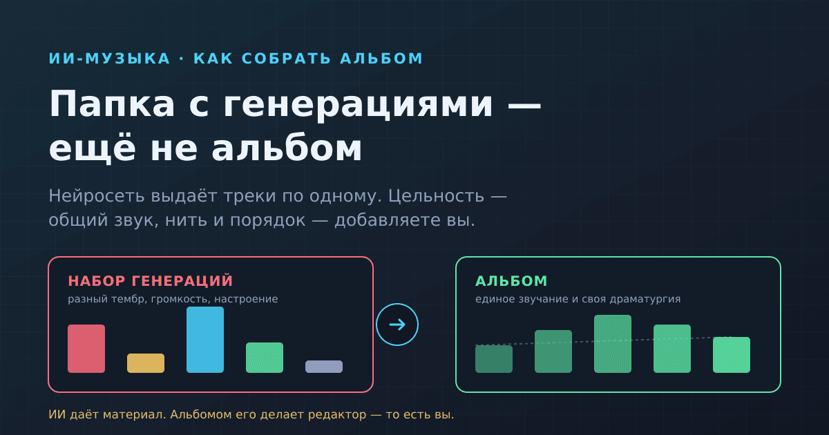 Как собрать альбом из ИИ-треков, чтобы он звучал как единое целое