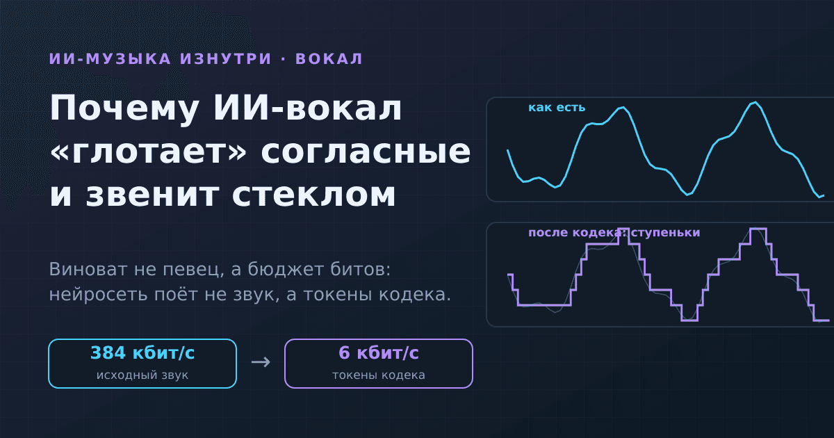 Почему ИИ-вокал «глотает» согласные и звенит стеклом: дело в токенах кодека