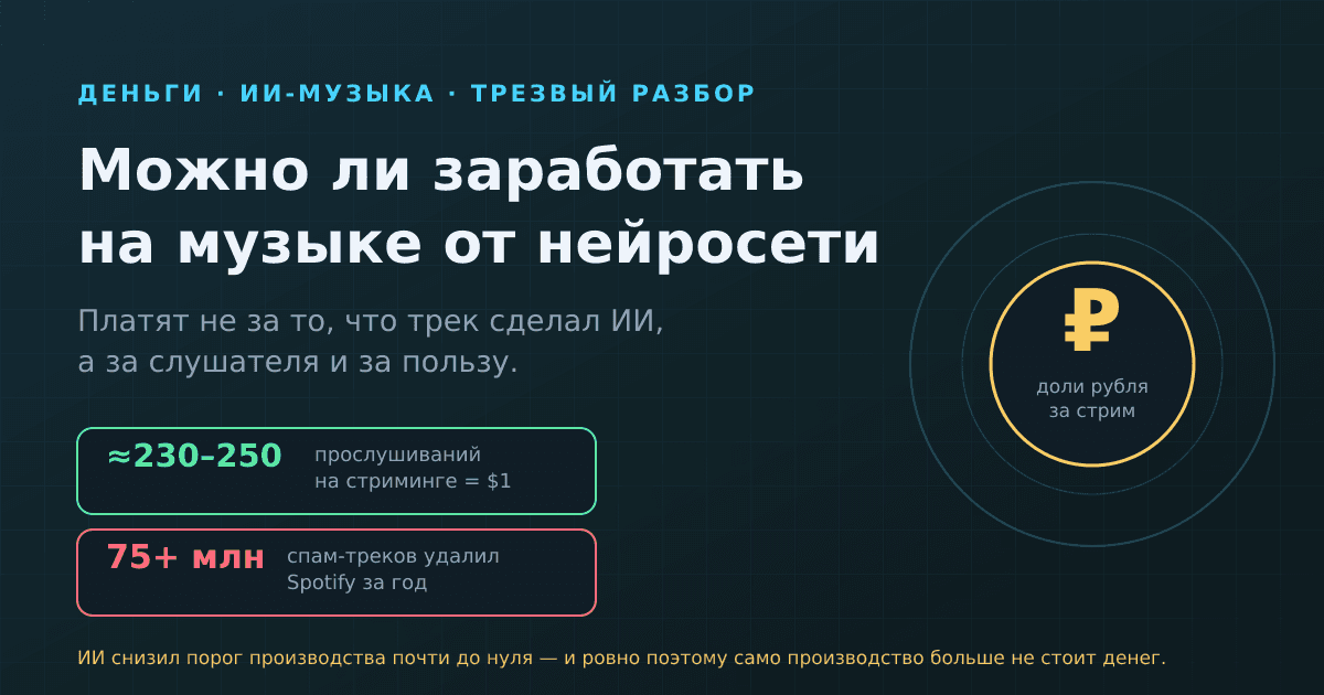 Заработок на ИИ-музыке: можно ли на этом реально заработать и что мешает