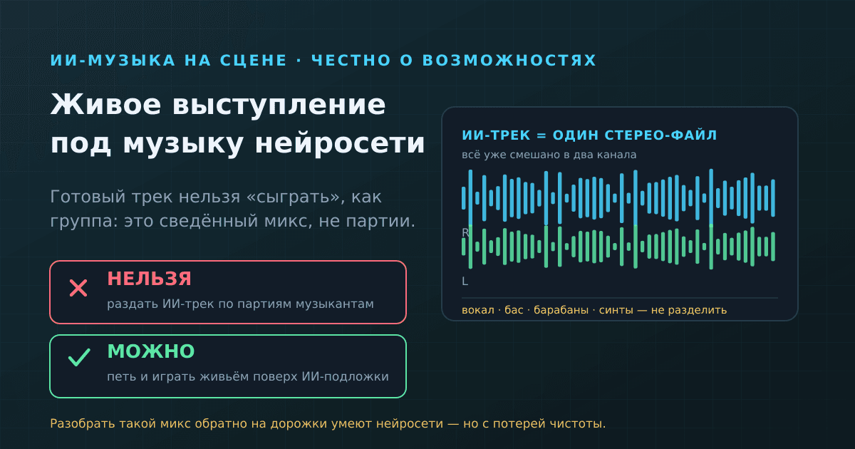 Живое выступление с ИИ-музыкой: что реально вывести на сцену