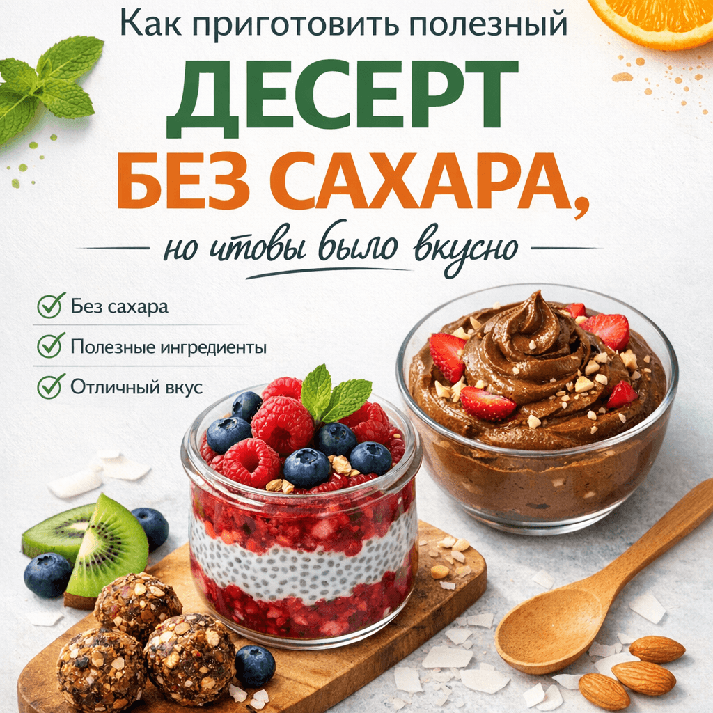 Как приготовить вкусный и полезный десерт без сахара: простые рецепты для здоровья