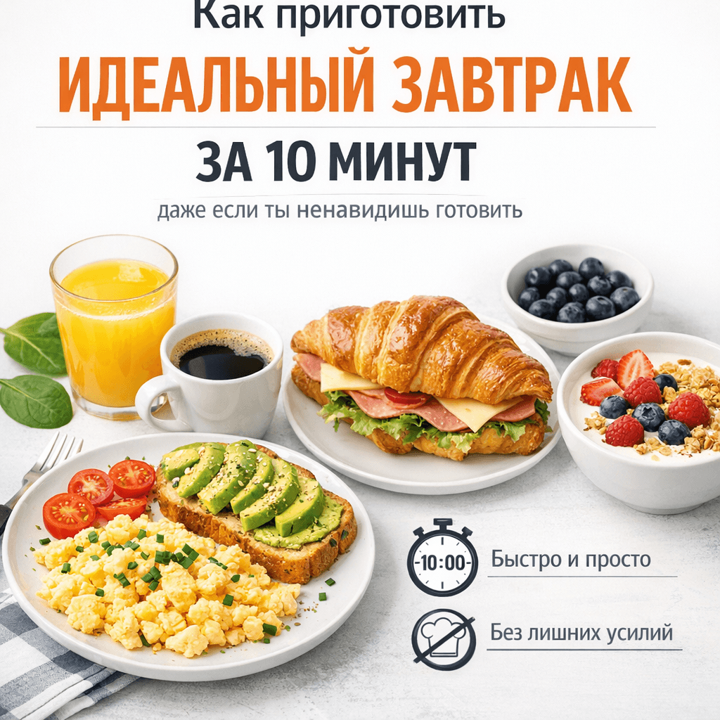 Как быстро и легко приготовить идеальный завтрак за 10 минут: советы для тех, кто не любит готовить