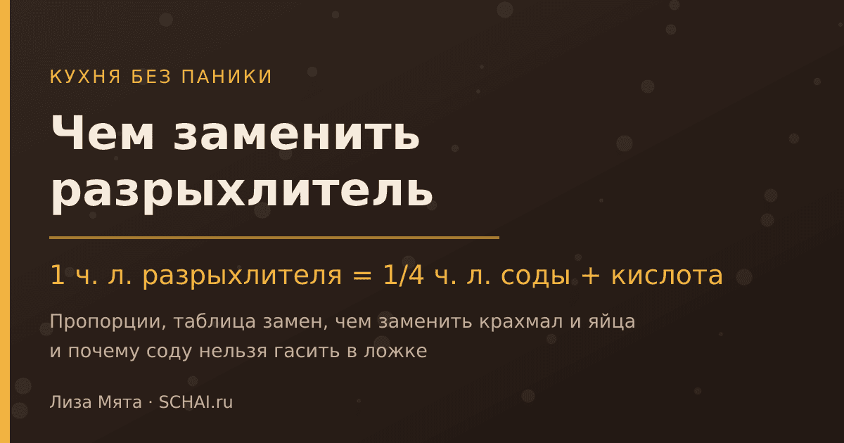 Чем заменить разрыхлитель для теста: сколько соды и чем заменить крахмал