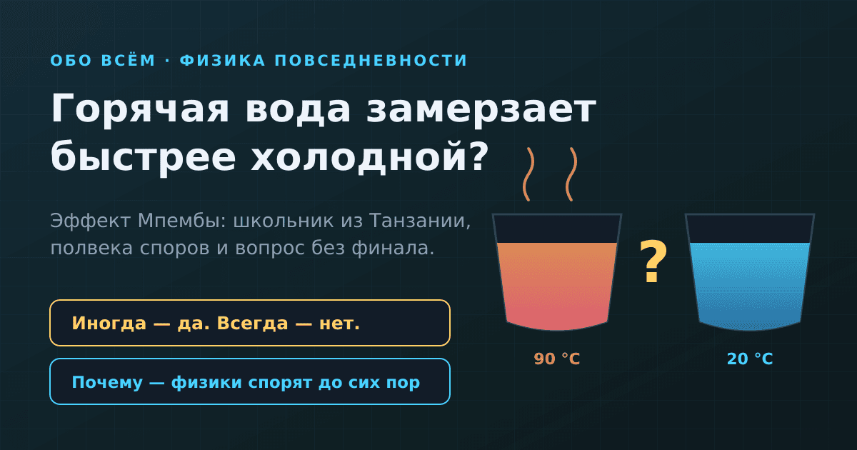 Горячая вода замерзает быстрее холодной? Что на самом деле известно про эффект Мпембы