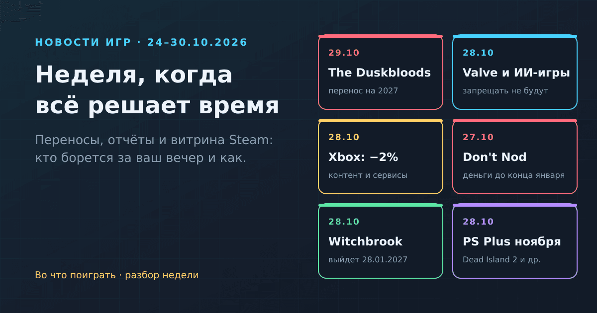 Игровые новости недели: перенос The Duskbloods, Valve и ИИ-игры, кризис Don’t Nod