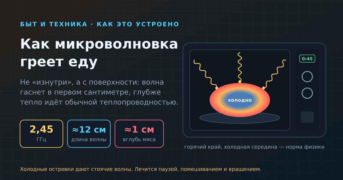 Как микроволновка греет еду: почему не «изнутри» и откуда холодные островки
