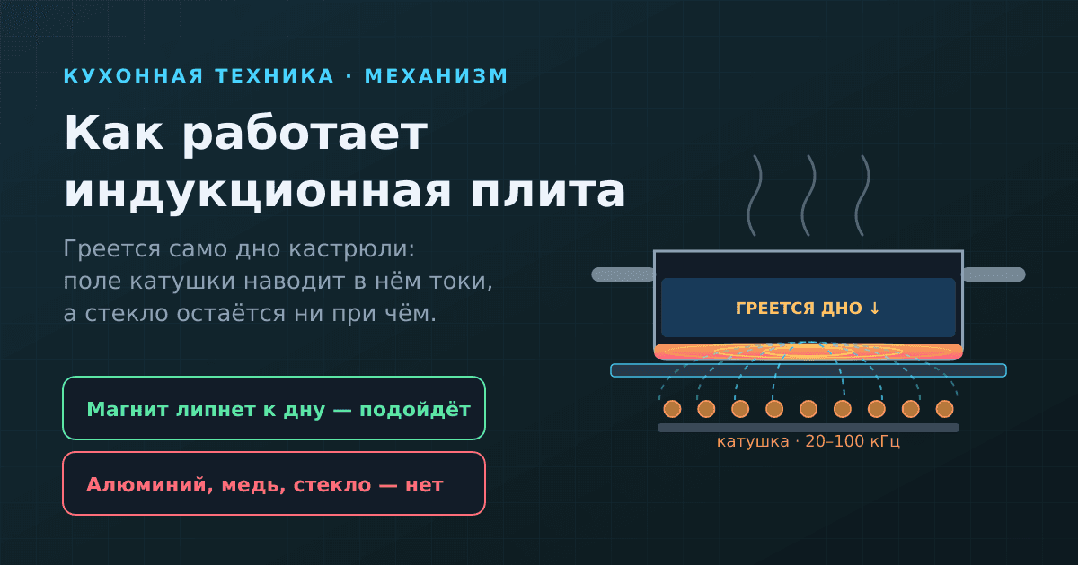 Как работает индукционная плита: почему греется кастрюля, а не стекло