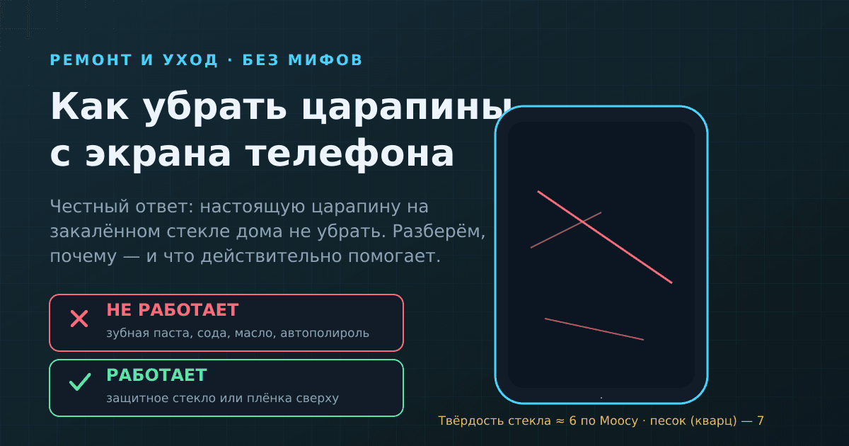 Царапины на экране телефона: что реально убирается, а что миф