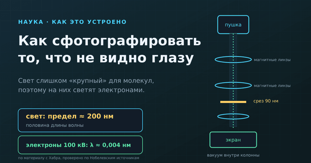 Как увидеть атом: почему свет не помогает и что делает электронный микроскоп