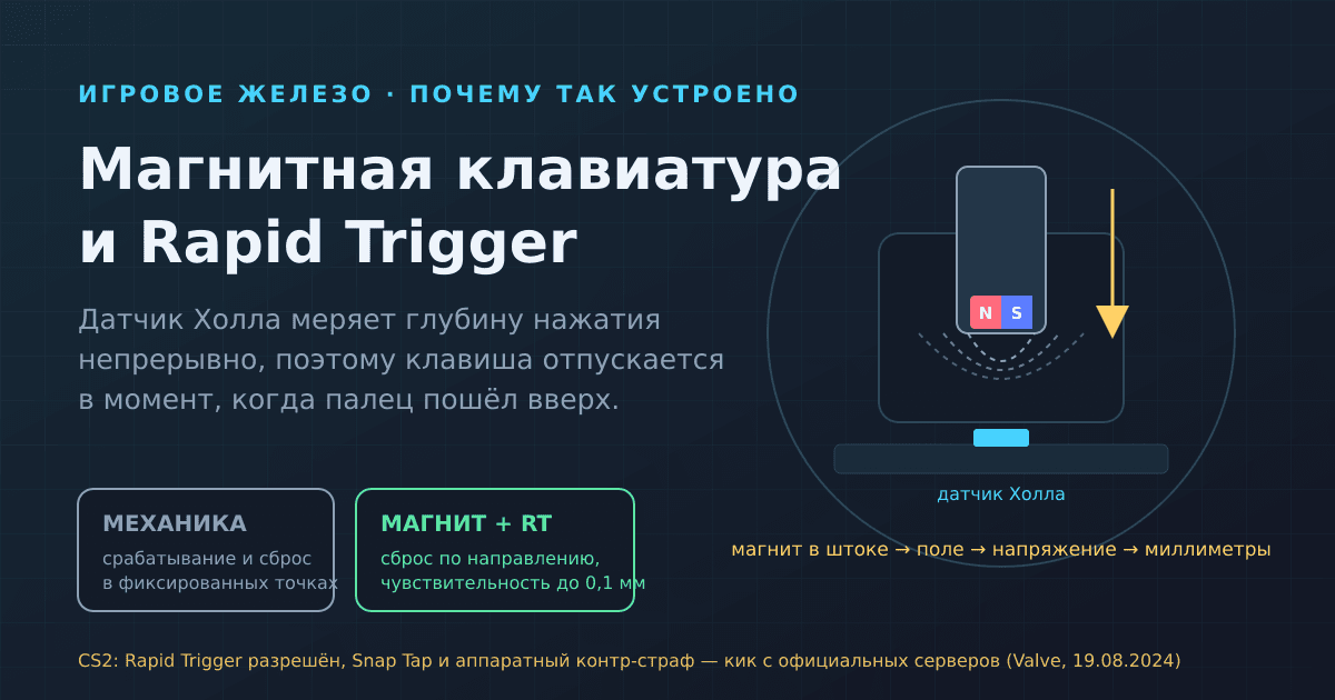 Магнитная клавиатура и Rapid Trigger: почему датчик Холла выигрывает в шутерах