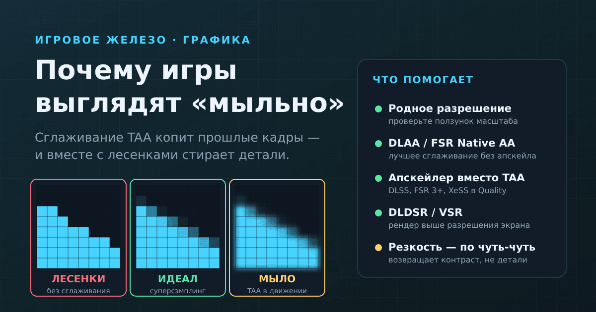 Почему игры выглядят «мыльно»: сглаживание TAA, пониженное разрешение и что делать