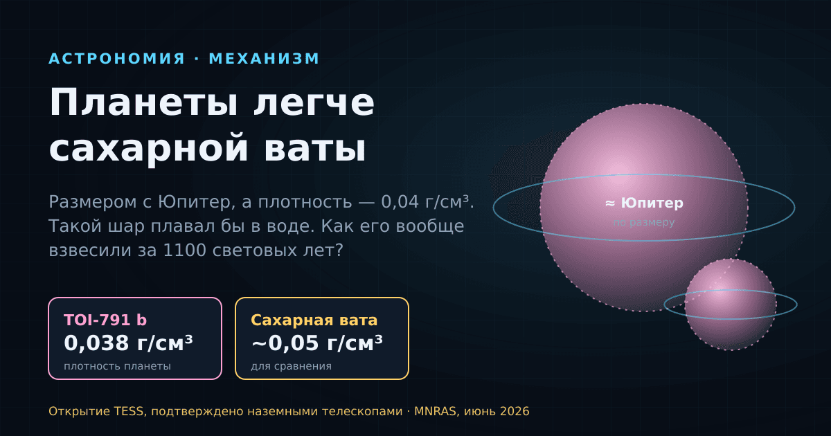 Планеты легче сахарной ваты: как взвесили газовый шар за 1100 световых лет