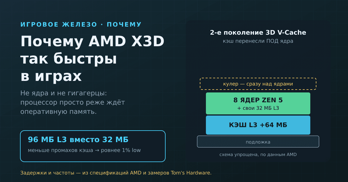 Почему процессоры AMD X3D так быстры в играх: что делает огромный кэш