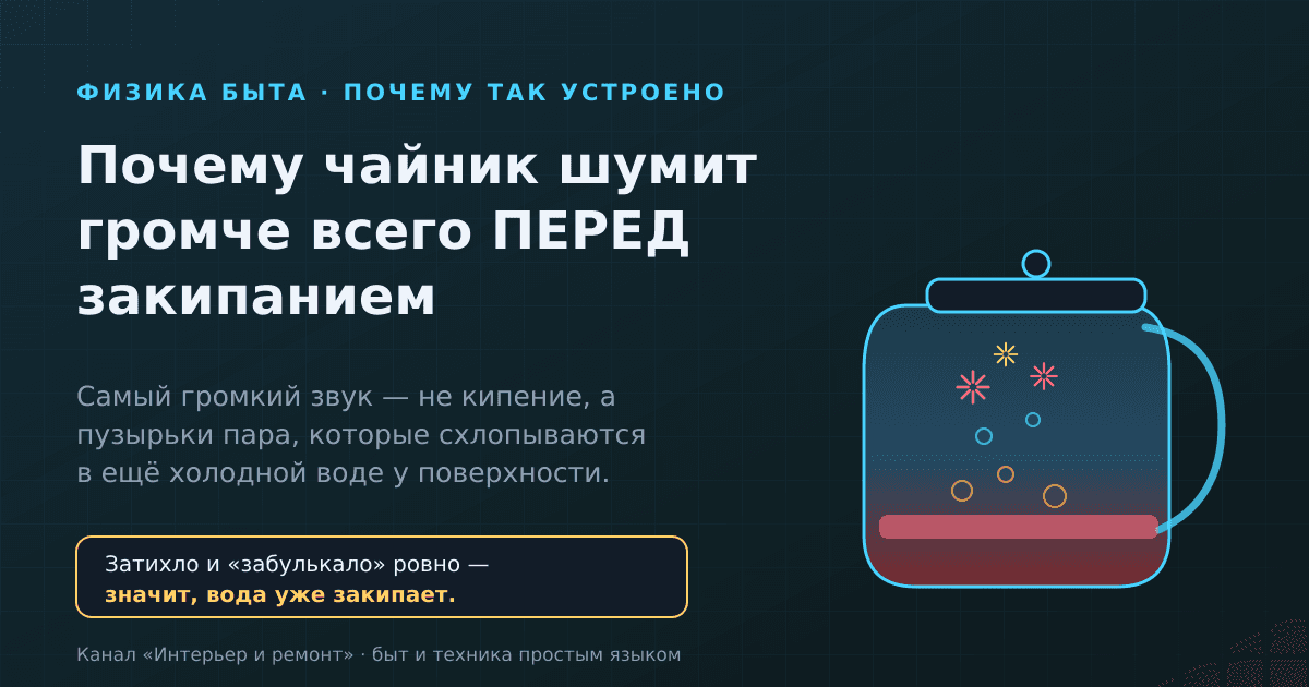 Почему чайник громко шумит перед закипанием — и затихает, когда вода кипит