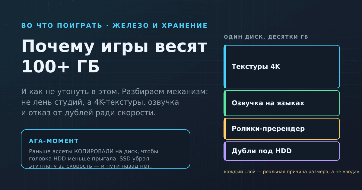 Почему игры весят 100+ ГБ — и как не утонуть в этом