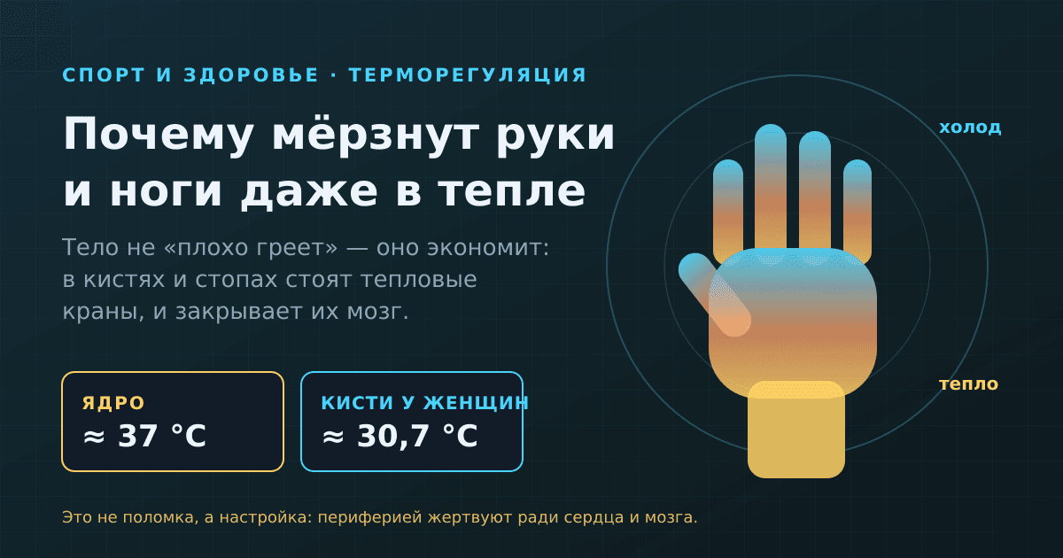 Почему мёрзнут руки и ноги даже в тепле: как тело экономит на пальцах