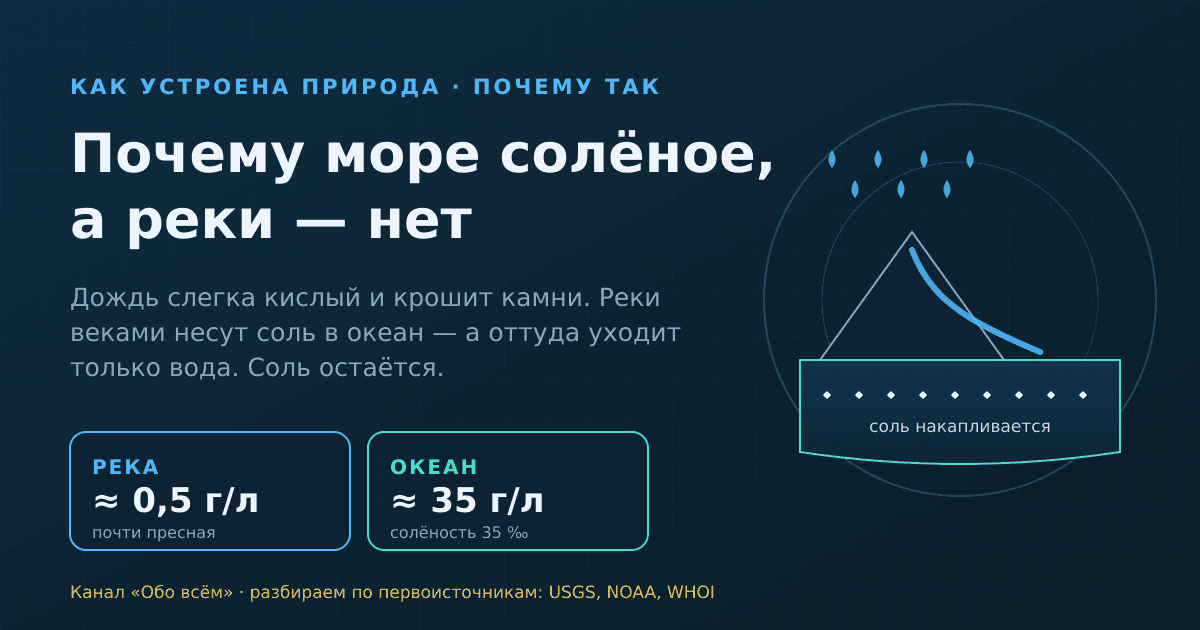 Почему море солёное, а реки — нет: простое объяснение