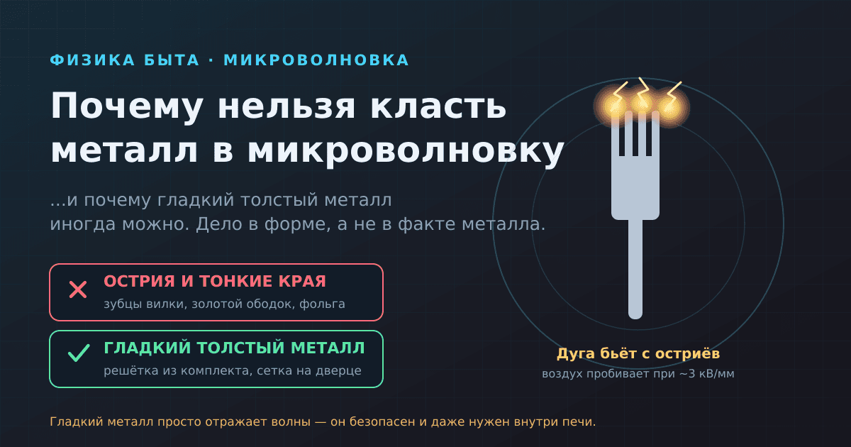Почему нельзя класть металл в микроволновку — и почему иногда можно
