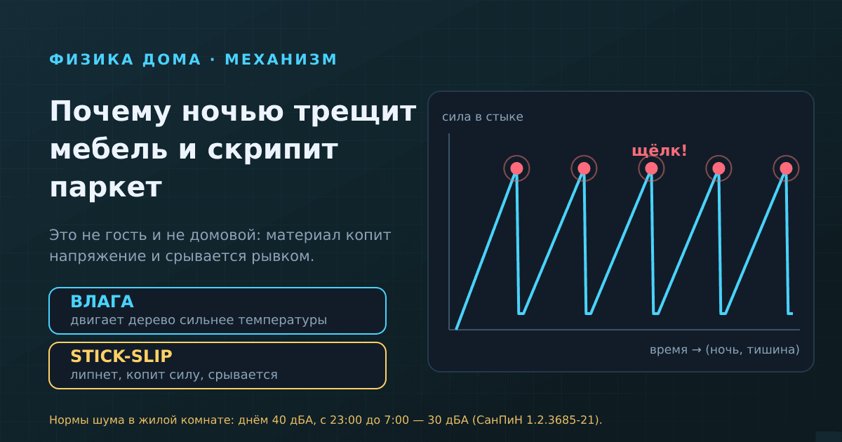 Почему ночью трещит мебель и скрипит паркет: физика влаги и трения