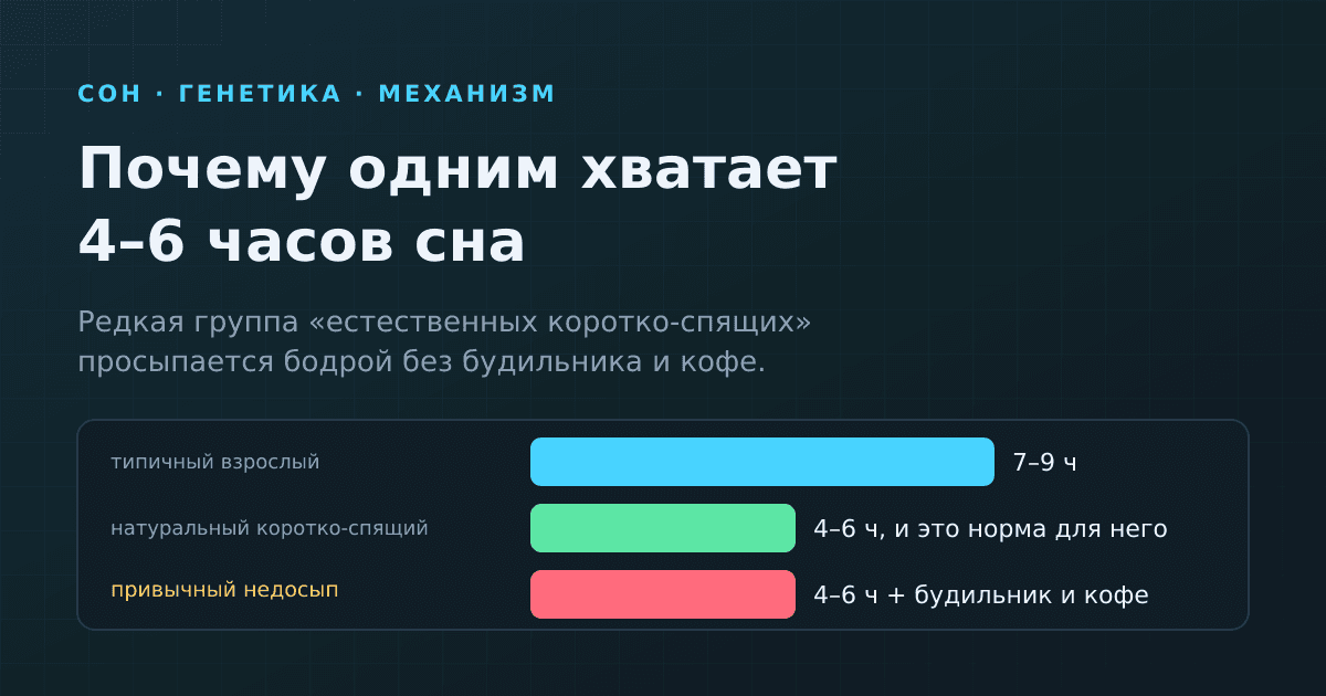 Почему одним хватает 4–6 часов сна: что нашли учёные у естественных коротко-спящих