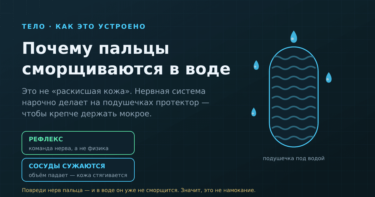 Почему пальцы сморщиваются в воде — и зачем это телу на самом деле