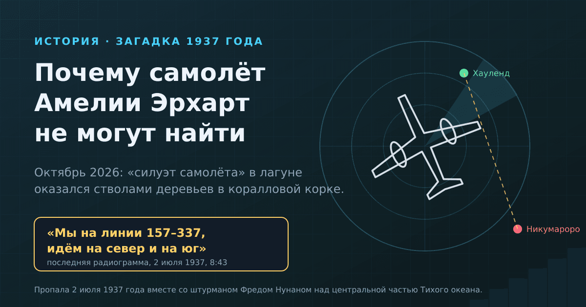 Почему самолёт Амелии Эрхарт не могут найти почти 90 лет