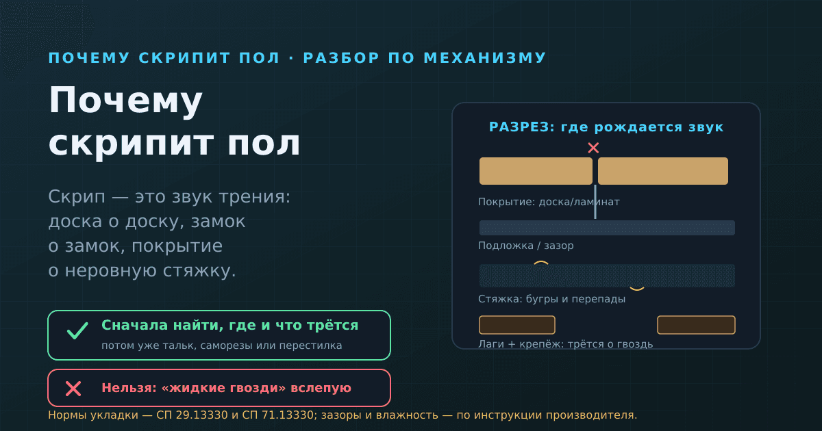 Почему скрипит пол в квартире и что с этим делать: ламинат, доска, линолеум