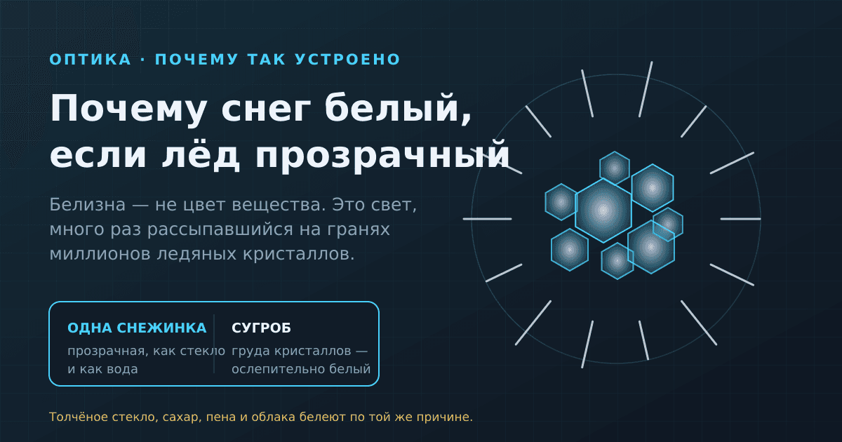 Почему снег белый, если он из прозрачного льда