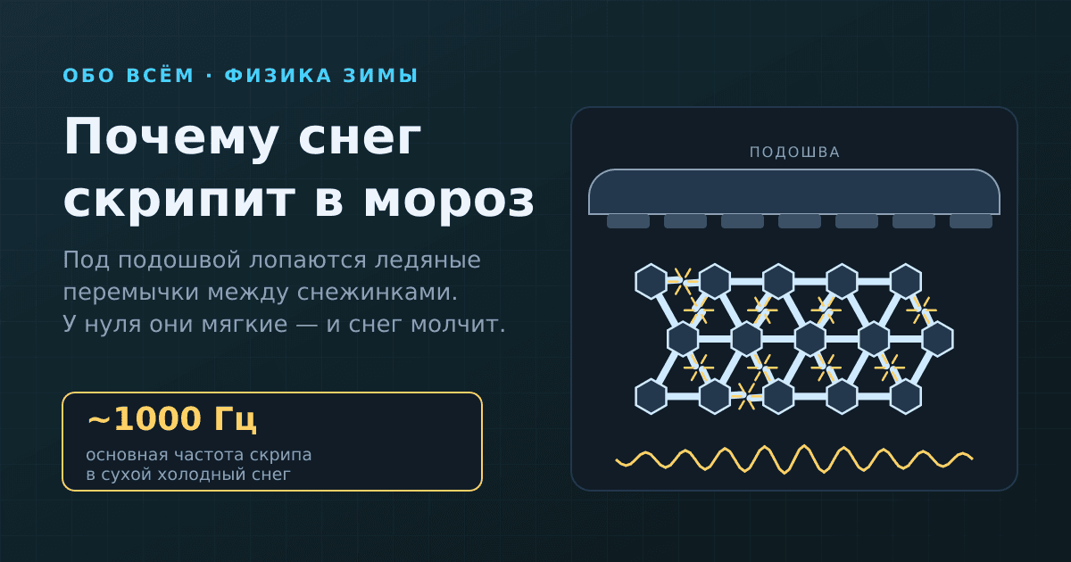 Почему снег скрипит под ногами в мороз — и молчит в оттепель