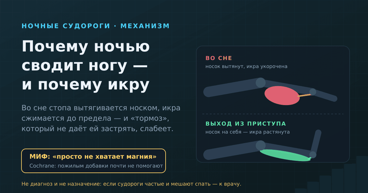 Почему ночью сводит ногу судорогой — и почему чаще всего икру