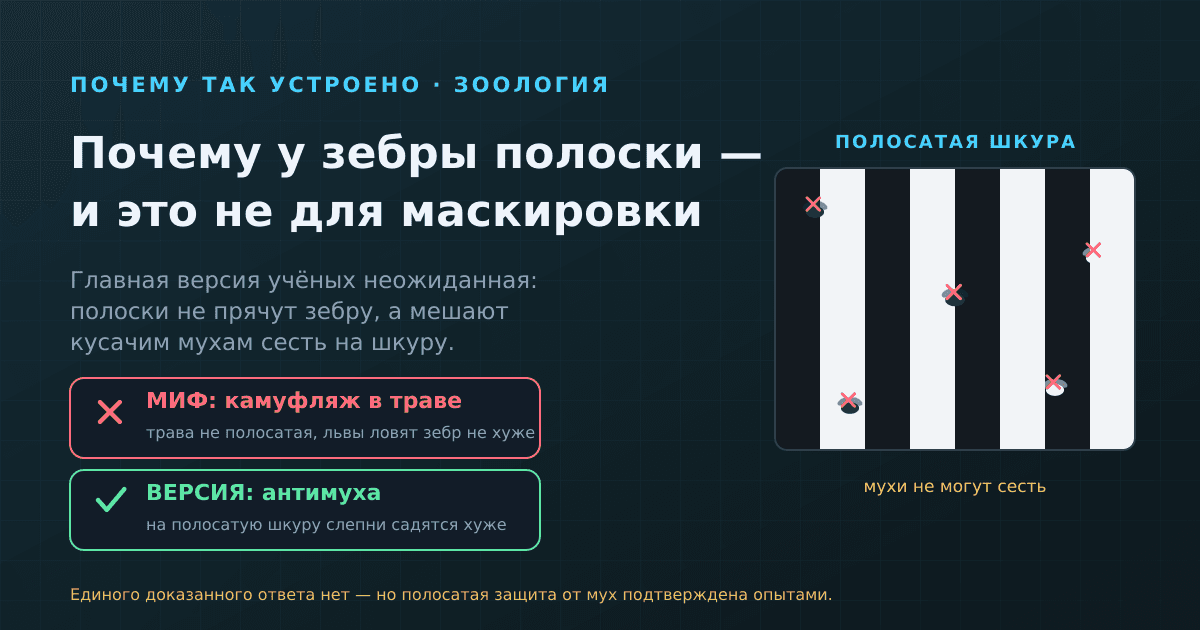 Почему у зебры полоски — и это не для маскировки