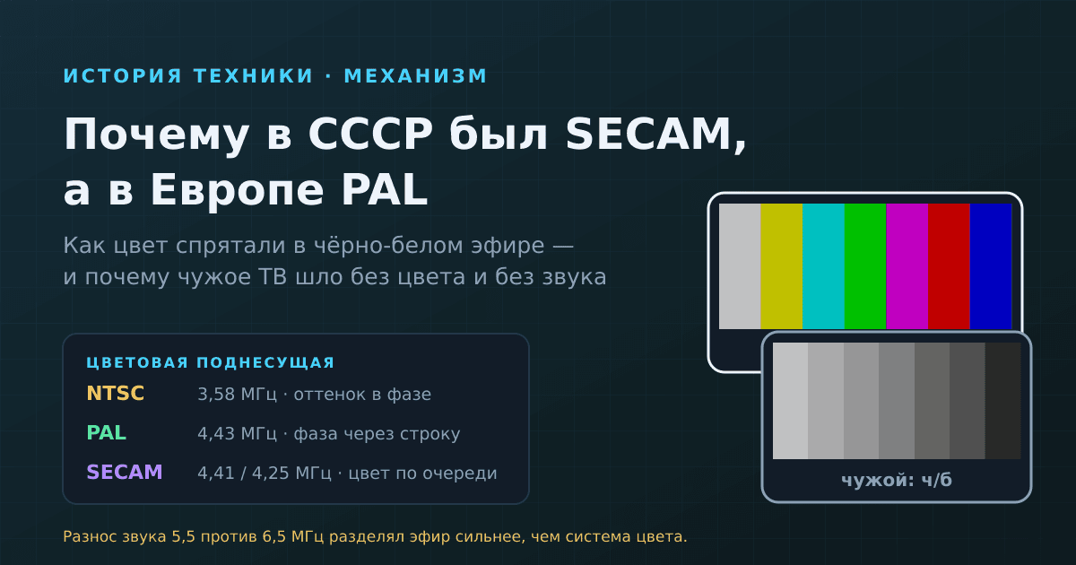 Почему в СССР был SECAM, а в Европе PAL: как цвет спрятали в чёрно-белом эфире