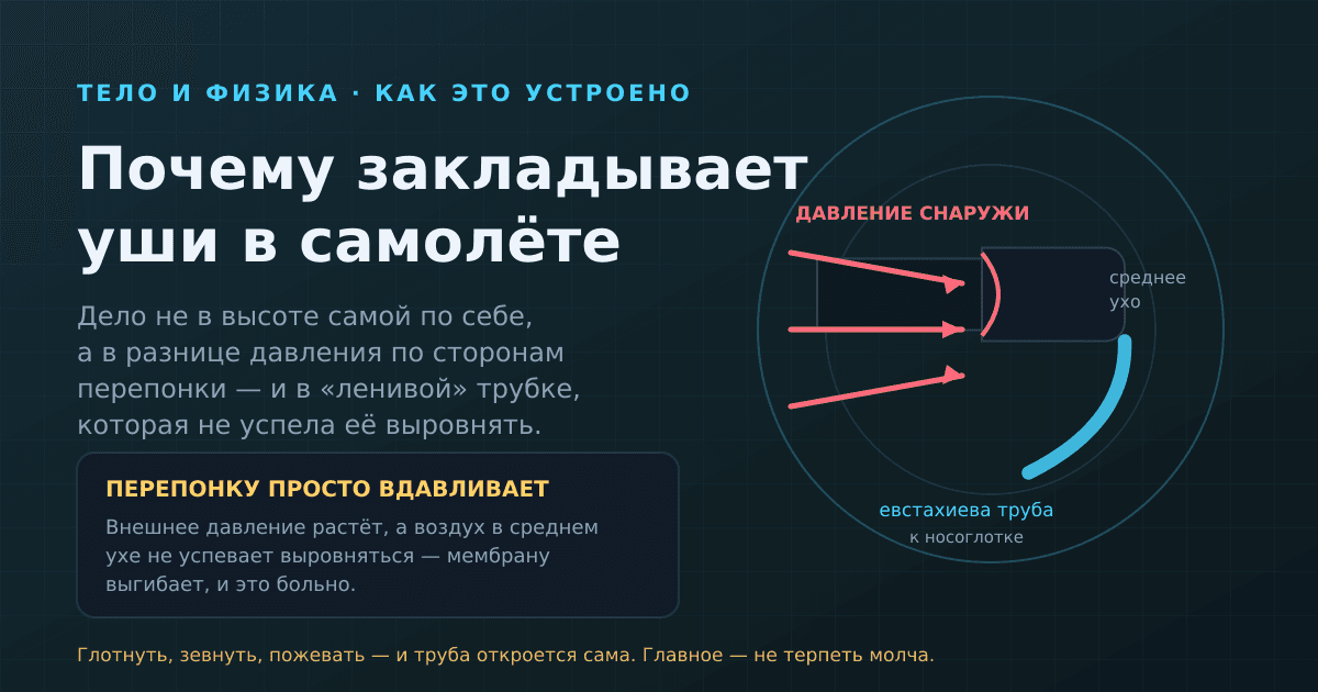 Почему закладывает уши в самолёте и как правильно «продуть»
