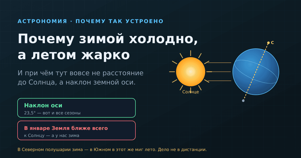 Почему зимой холодно, а летом жарко — и при чём тут наклон оси