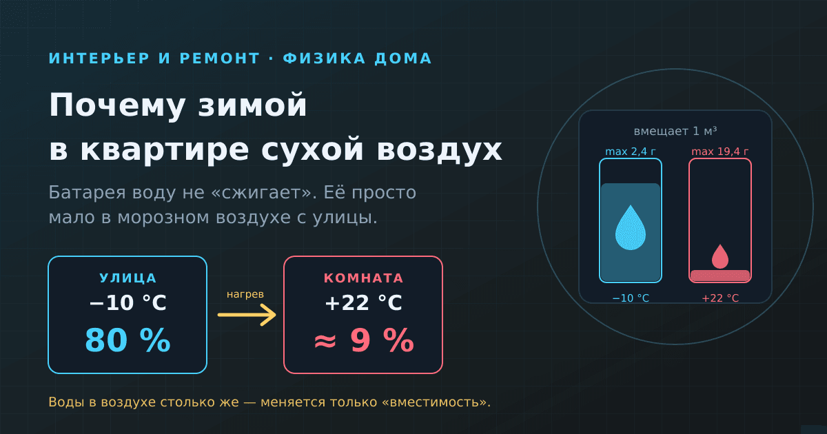 Почему зимой в квартире сухой воздух: батарея ни при чём, виновата физика