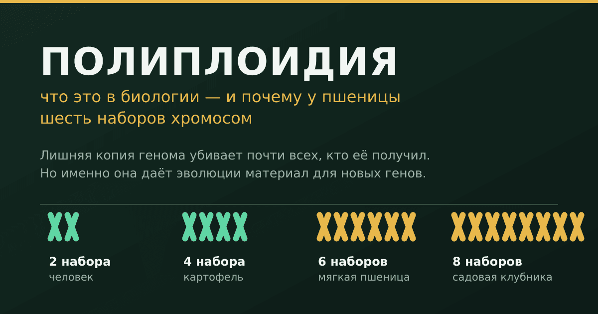 Полиплоидия: что это в биологии и почему у пшеницы шесть наборов хромосом
