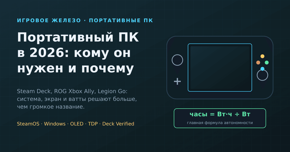 Портативные игровые ПК в 2026: Steam Deck, ROG Ally и другие — кому нужны и на что смотреть